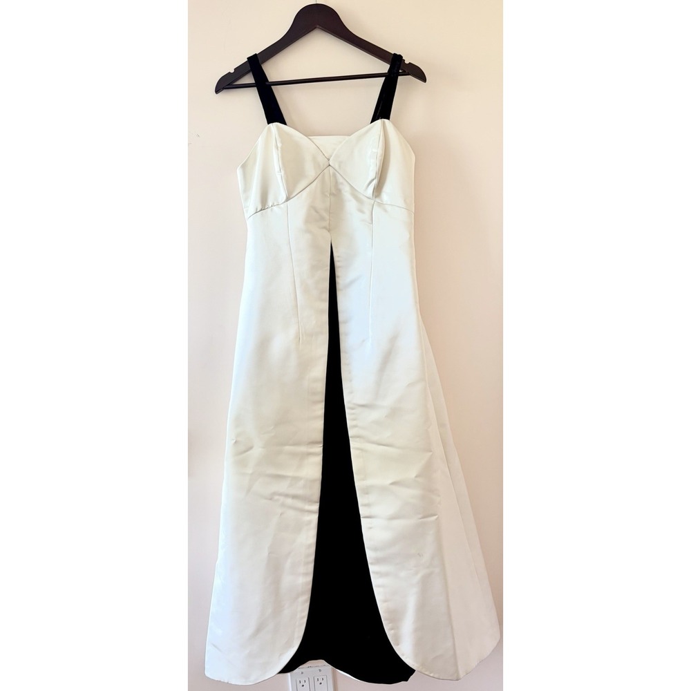 Victor Costa Made In USA Evening Gown White & Black Wedding Gala 12 Vintage